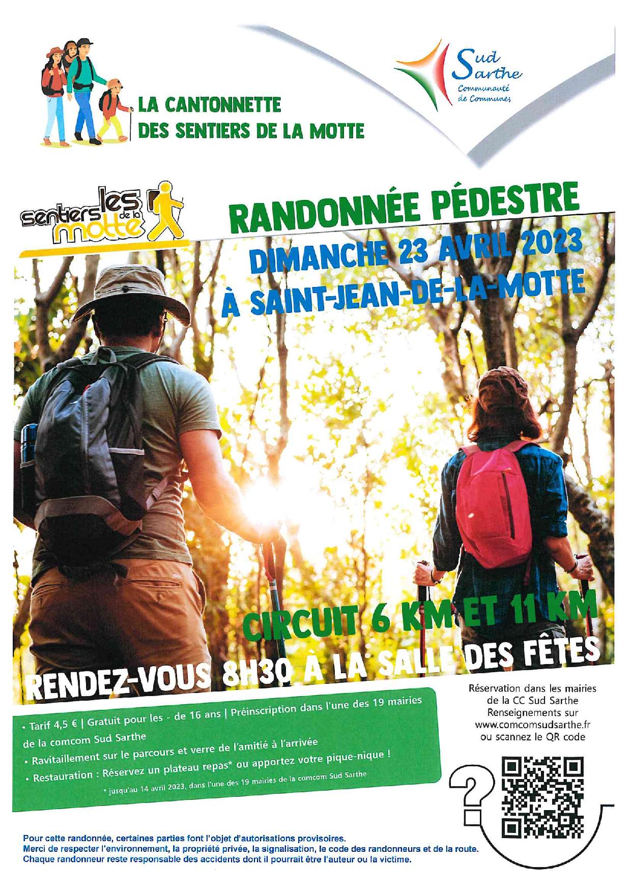 Randonnée pédestre le 23 avril à St Jean de la Motte
