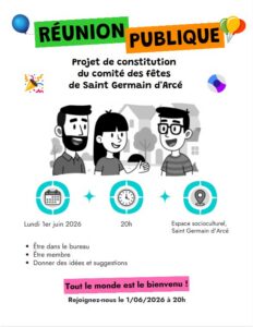 Affiche réunion publique reprise comité des fêtes